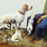 Sheila Uva hunting dog family sculpture