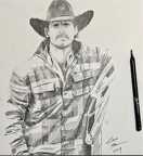 Out of the West - graphite on paper, Ezra Iranzi C. 2024