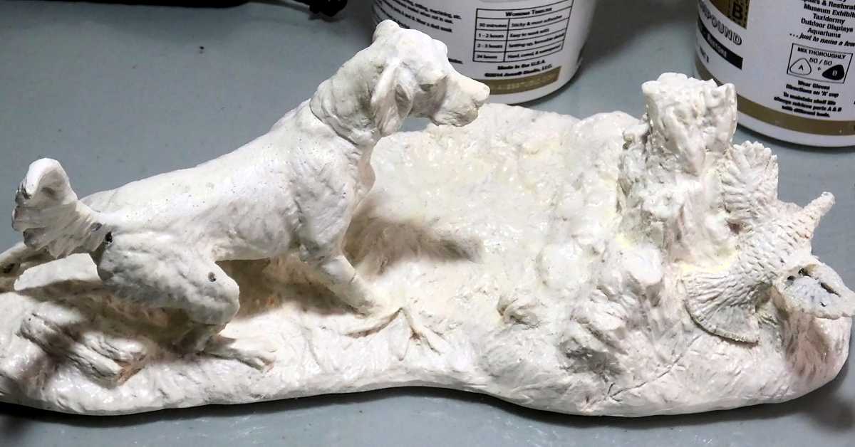 Original Sheila Uva Sculpture - Setter with Grouse